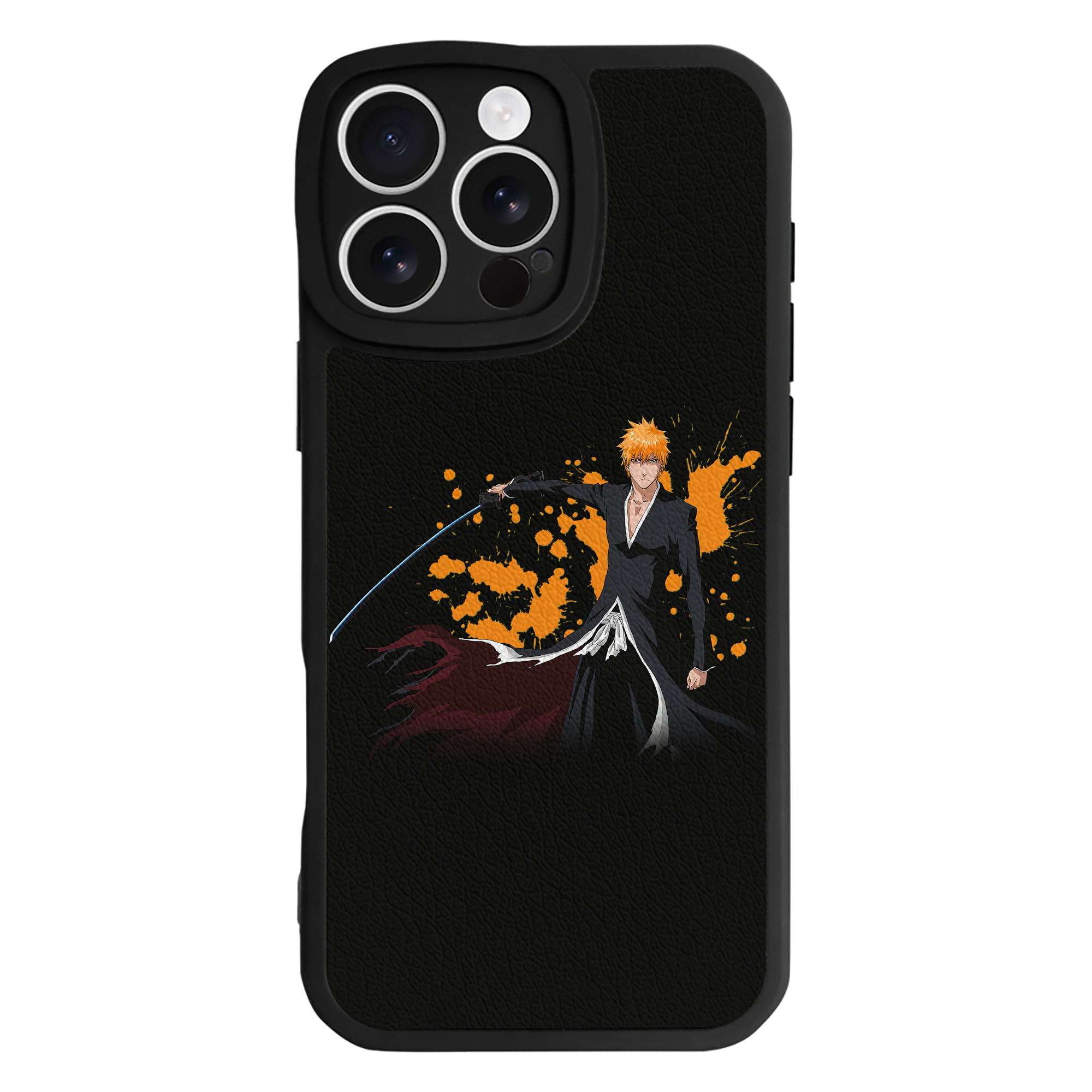 （画像用） ブリーチ 黒崎一護（くろさき いちご）BLEACH Kurosaki Ichigo 【iPhone 16シリーズ対応】シリコンスマホケース（レザー調） 材質：シリコン